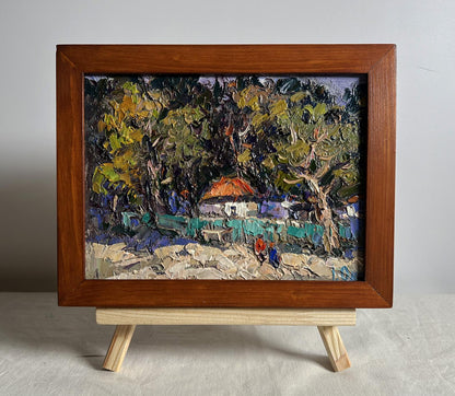 Oil painting Huge garden in the yard by Oksana Ivanyuk, vibrant rustic landscape