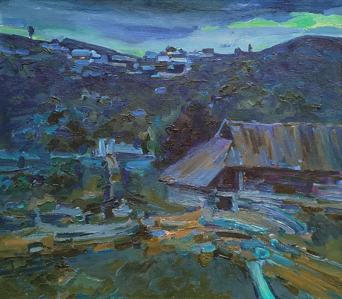 Oil painting Twilight in the Village by Leonid Pavlenko