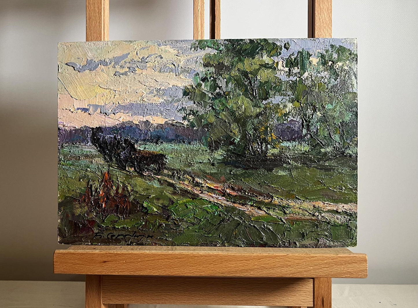 Oil painting Along the Country Road by Boris Serdyuk pastoral scene