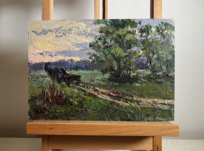 Oil painting Along the Country Road by Boris Serdyuk pastoral scene