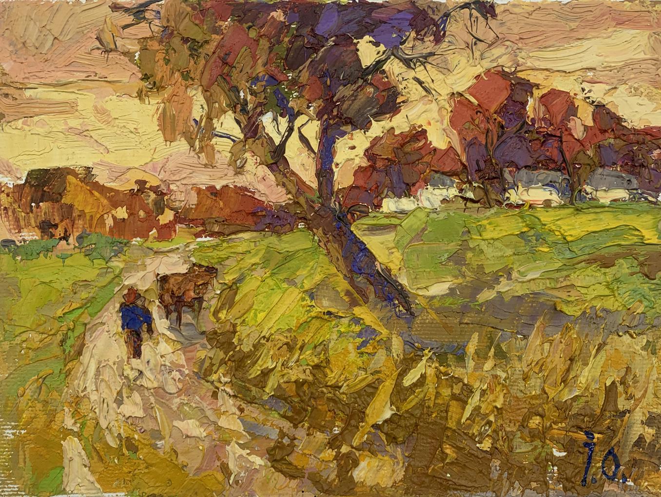Oil painting Warm evening returning home Oksana Ivanyuk