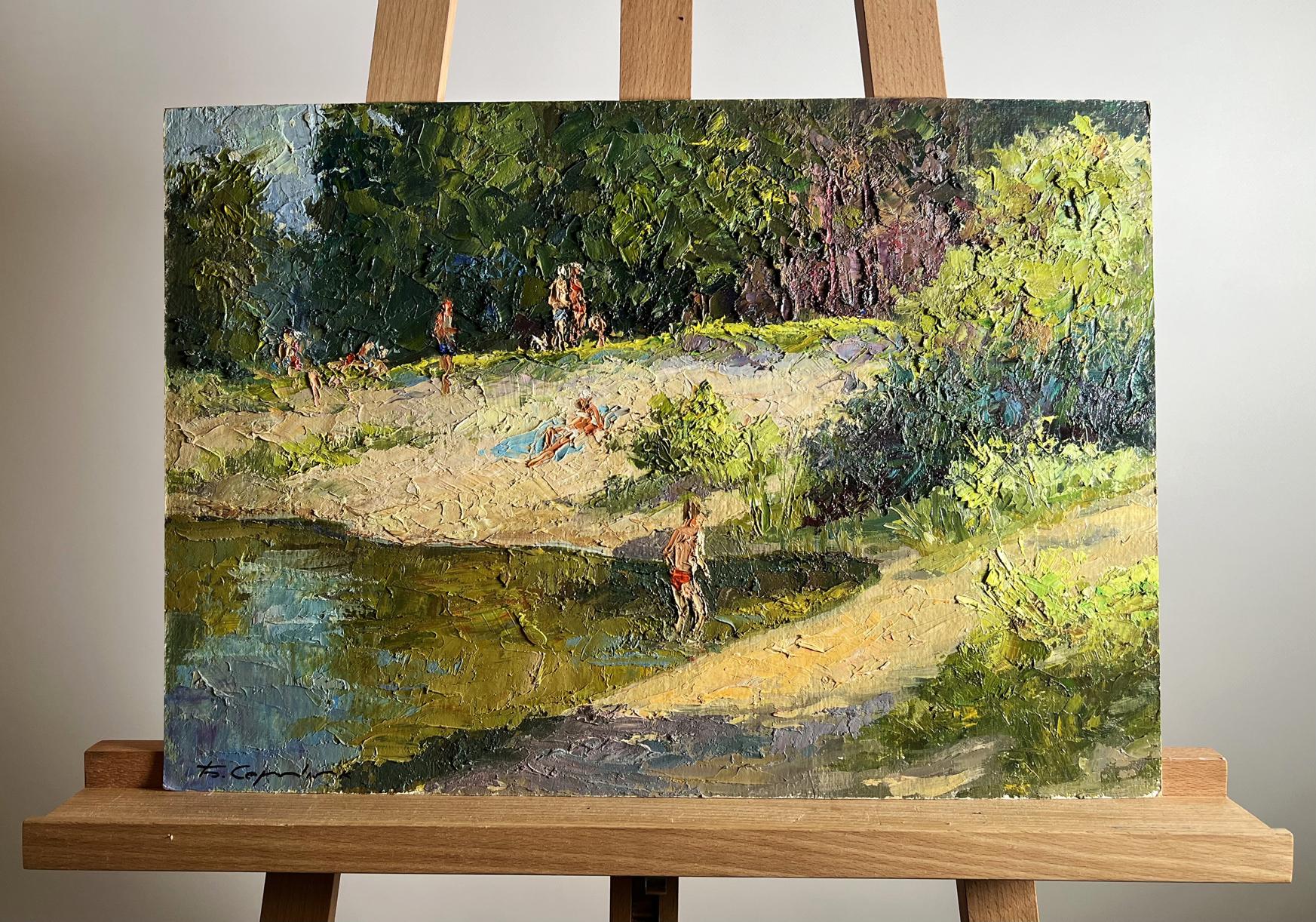 Oil painting Summer vacation on the river by Boris Serdyuk