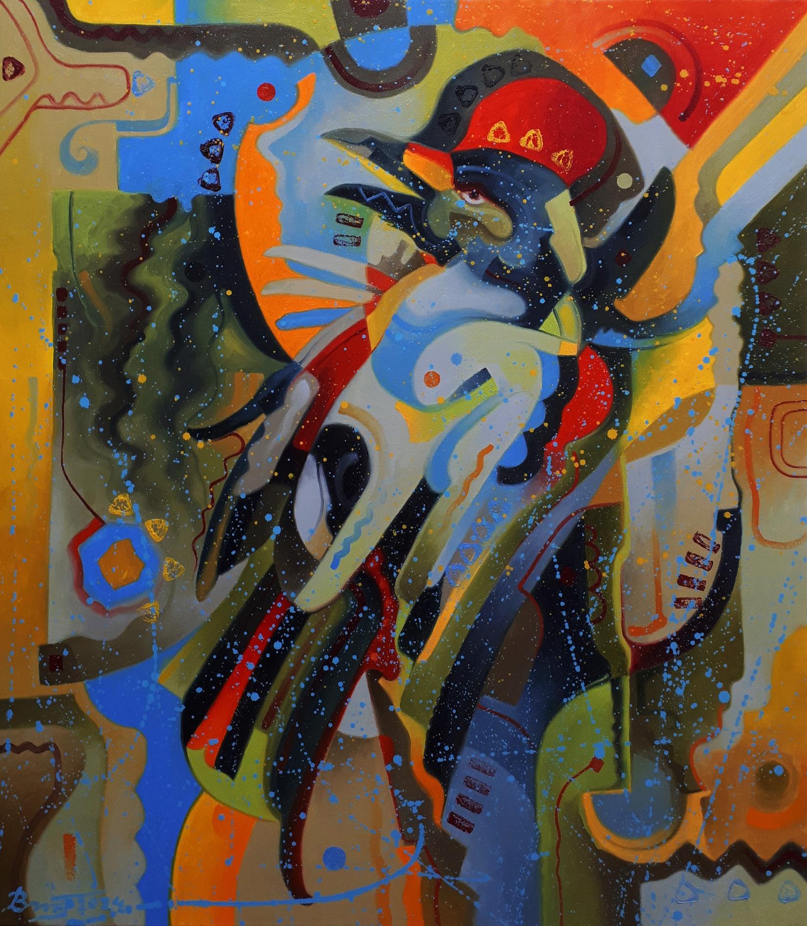 Abstract oil painting South side bird by Sergiy Voichenko