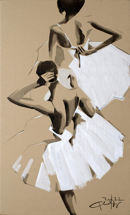 Abstract acrylic painting After party by Dima Filatov with two ballerinas