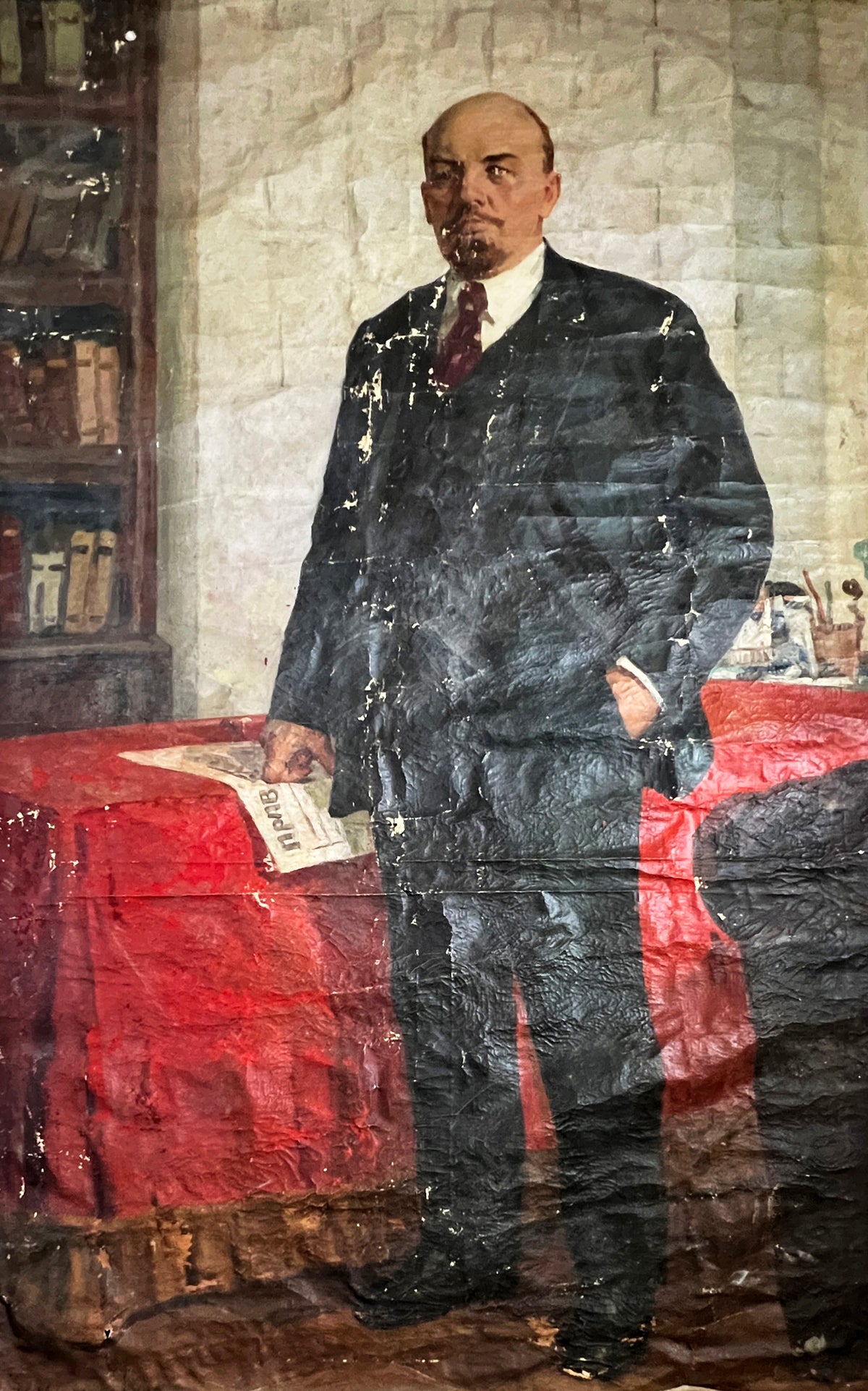 Oil painting Lenin with a newspaper Nikolai Khrustalenko