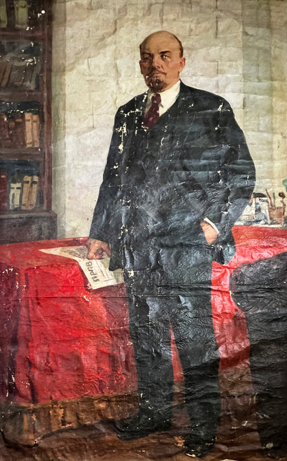 Oil painting Lenin with a newspaper Nikolai Khrustalenko