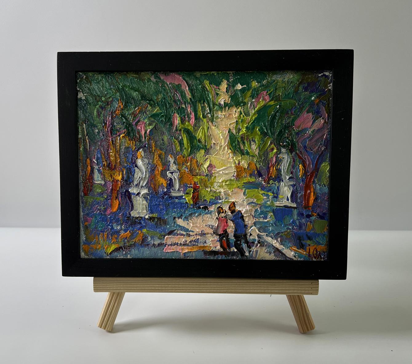Oil painting Walk in the Park by Oleksiy Ivanyuk in black frame