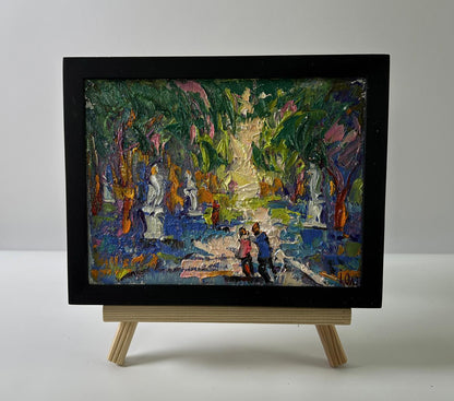Oil painting Walk in the Park by Oleksiy Ivanyuk in black frame