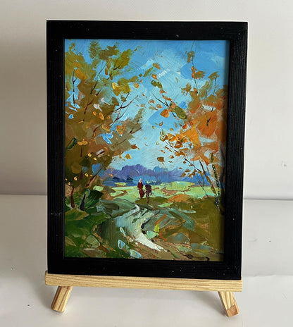Framed impressionist oil painting Path in the Field by Yuriy Suprunchuk