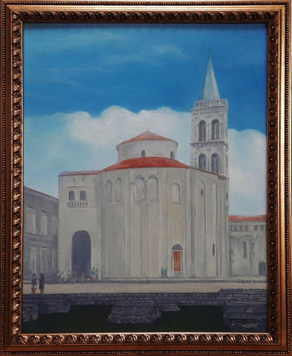 Oil painting of Church of St. Donatus by Vasily Korkishko in frame