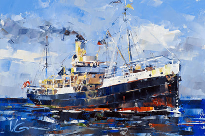 Oil painting of Steamship John Oxley by Volodymyr Gluhomanyuk