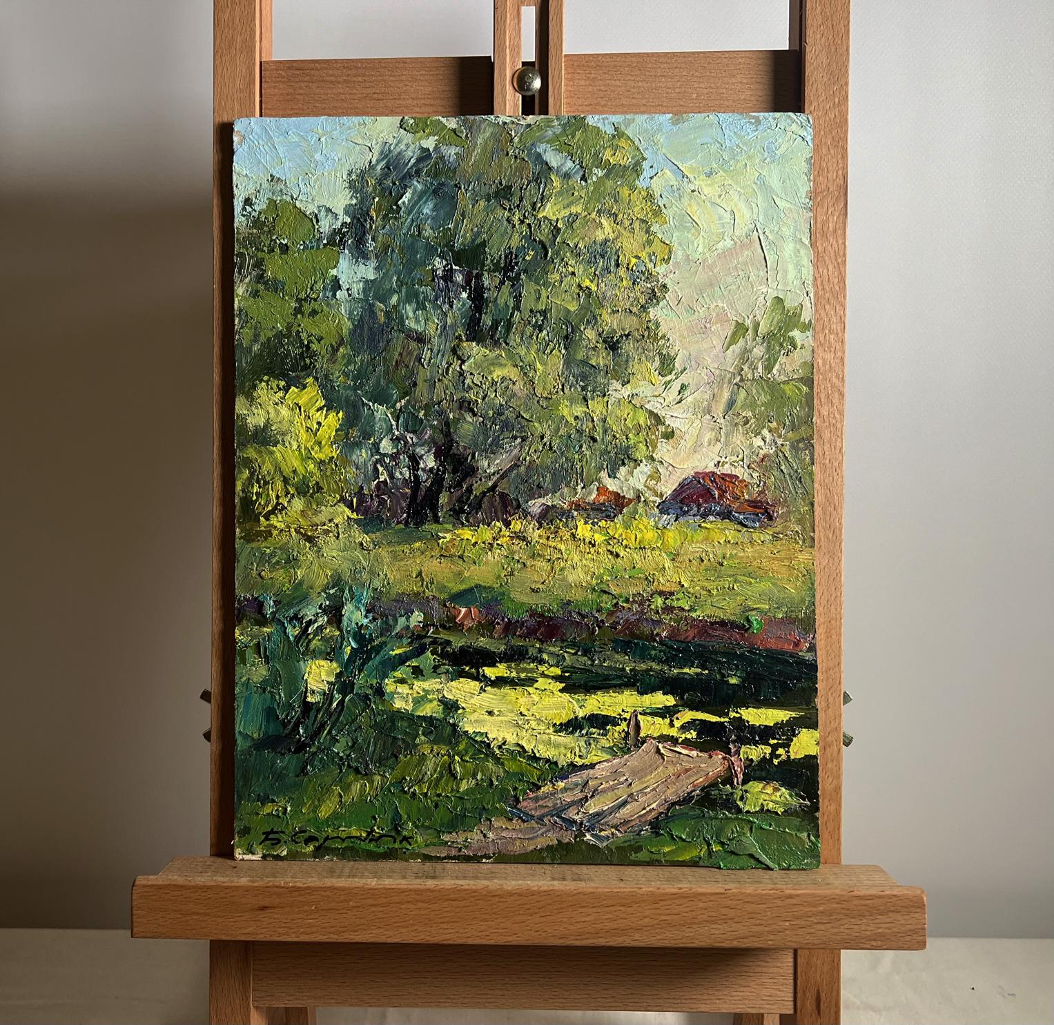 Vibrant impressionist oil painting Enjoying the Silence by Boris Serdyuk, sunlit rural scene