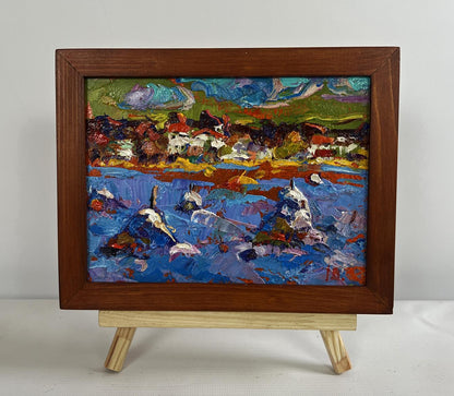 Oil painting Frosty day in the field by Oleksiy Ivanyuk in wooden frame