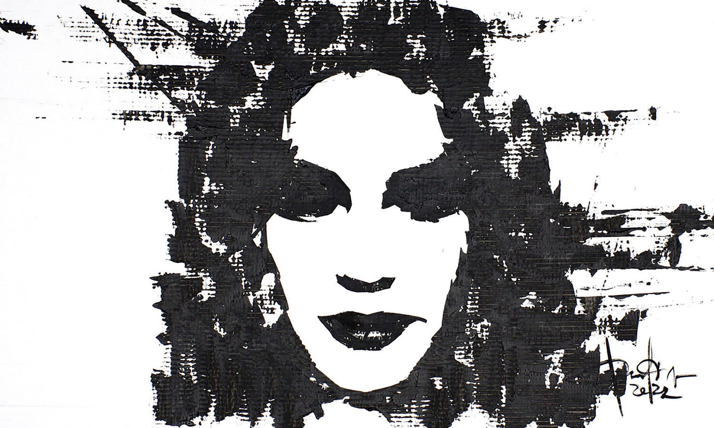 Black-and-white abstract portrait by Dima Filatov, Acrylic Face painting
