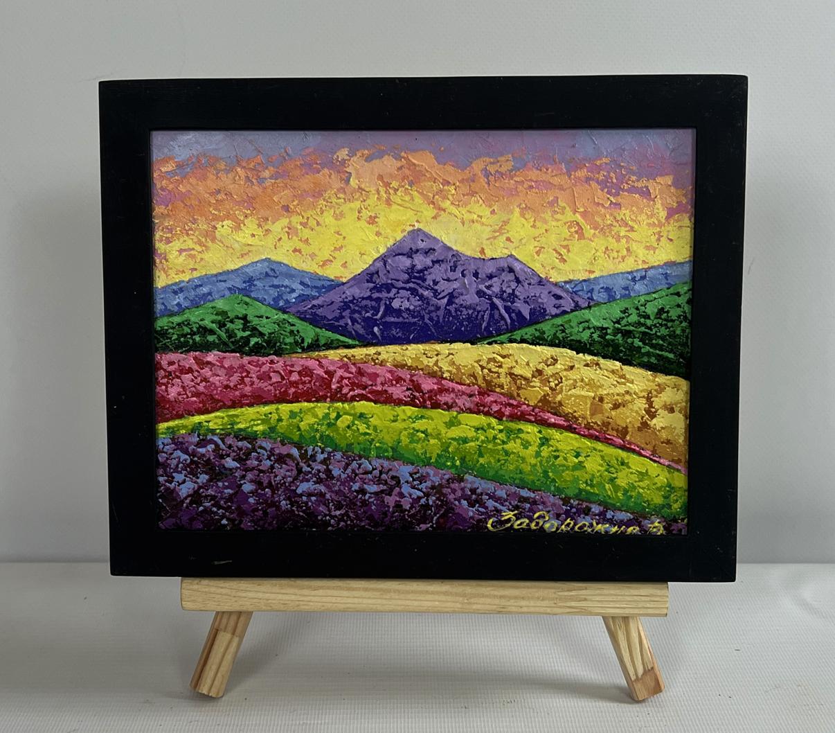 Oil painting Tranquility of the Mountains V. Zadorozhnya in black frame