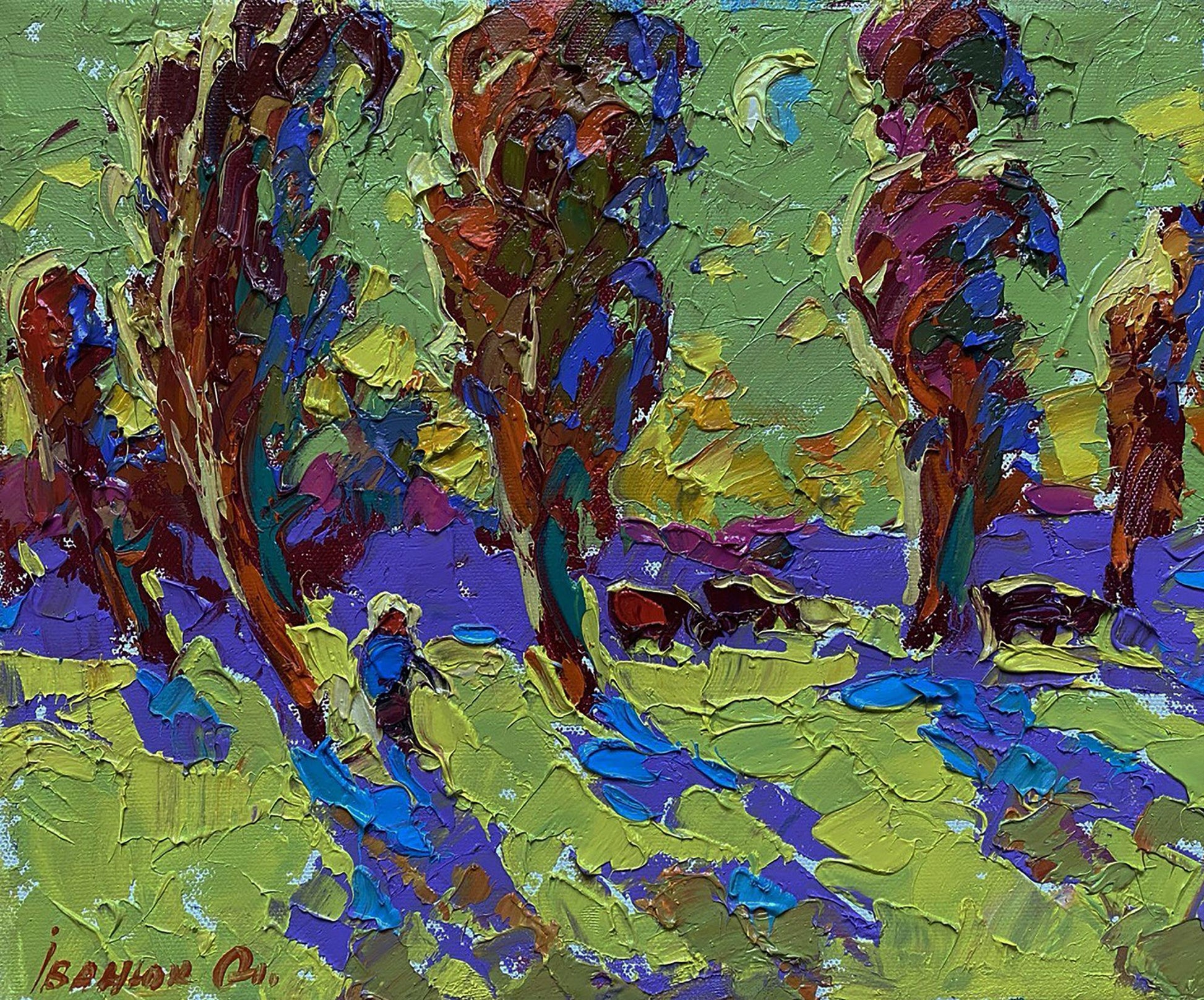 Vibrant impressionist oil painting Returning home in the evening by Oleksiy Ivanyuk