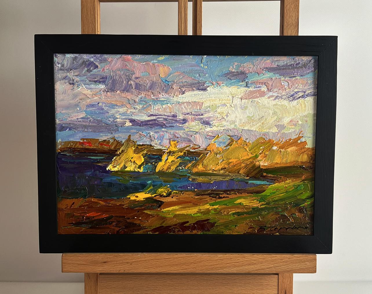 Oil painting Autumn sunset by the river by Boris Serdyuk