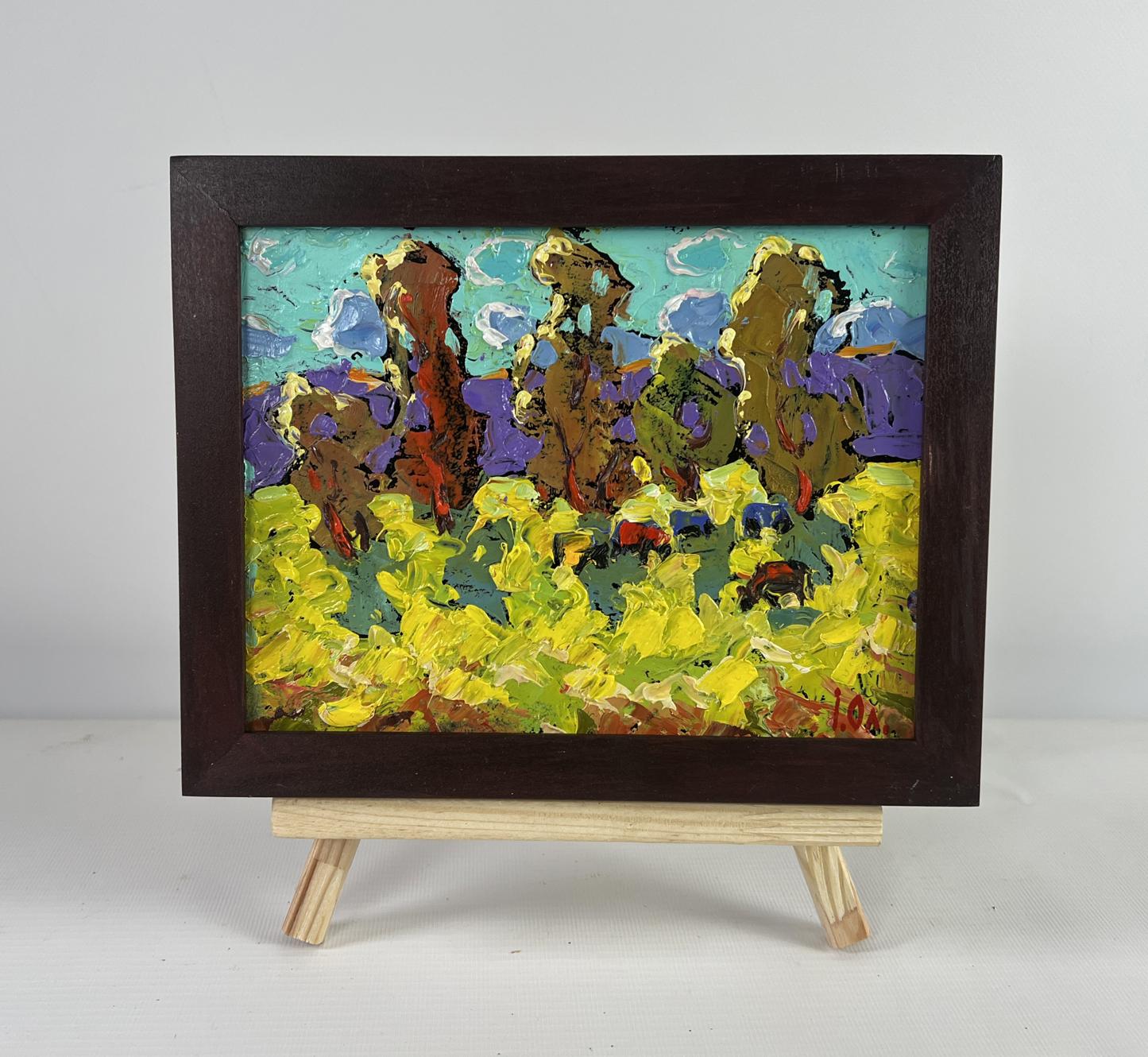 Oil painting The Breeze Brings Peace by Oleksiy Ivanyuk in dark wood frame