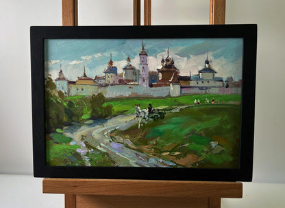Oil painting of Ancient city monastery by Yuriy Suprunchuk