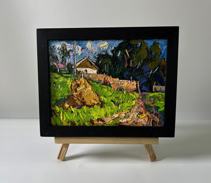 Oil painting The road home by Oleksiy Ivanyuk in black frame