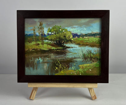 Oil painting Summer Winding River by Yuriy Suprunchuk serene landscape