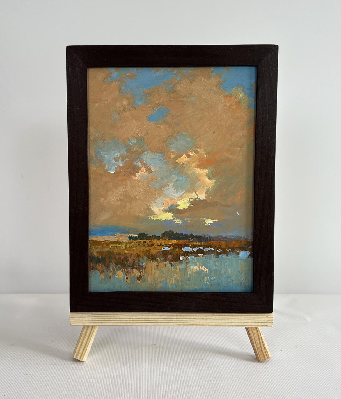 Oil painting Sunset over the lake by Yuriy Suprunchuk serene landscape