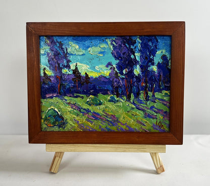 Oil painting Evening Breeze in the Field by Oleksiy Ivanyuk in wooden frame