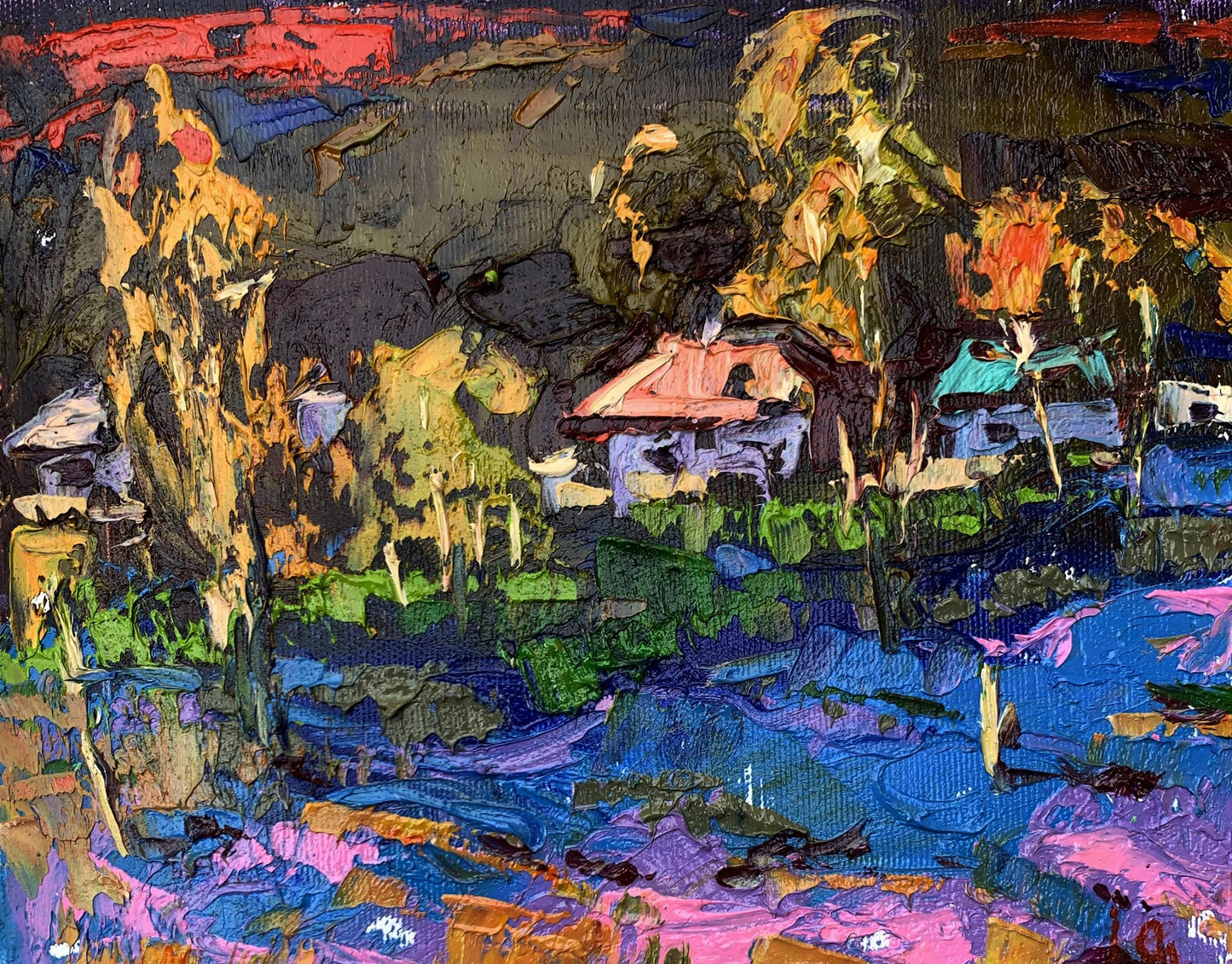 Vibrant impressionist oil painting Night has come by Ivanyuk Oleksiy