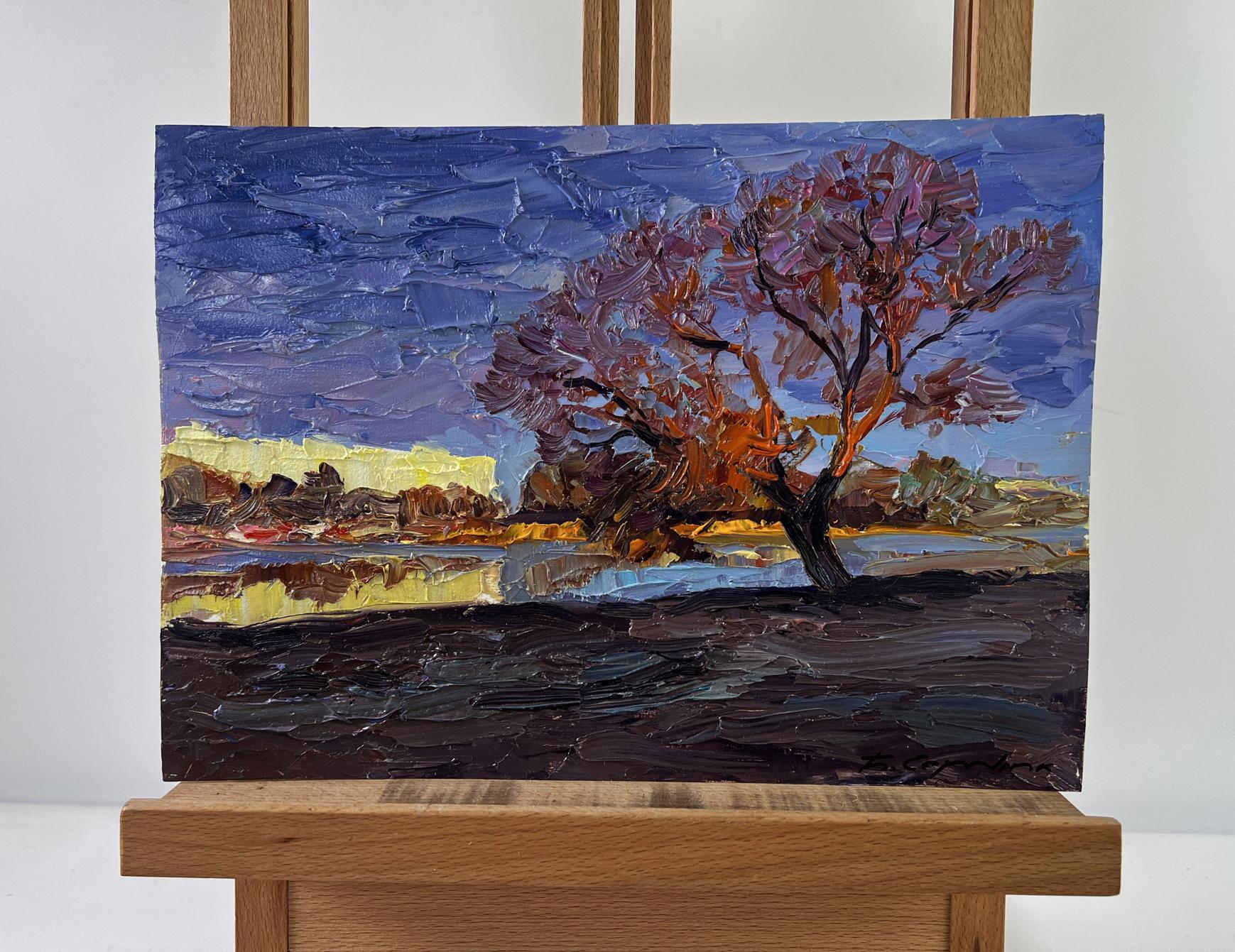 Oil painting Autumn September Days by Boris Serdyuk on easel