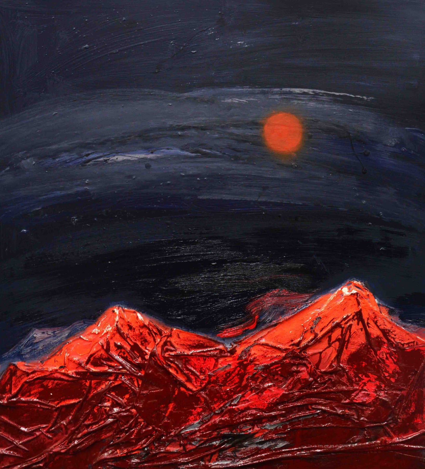 Oil painting Red Night Mountains by Natalia Korf-Ivaniuk