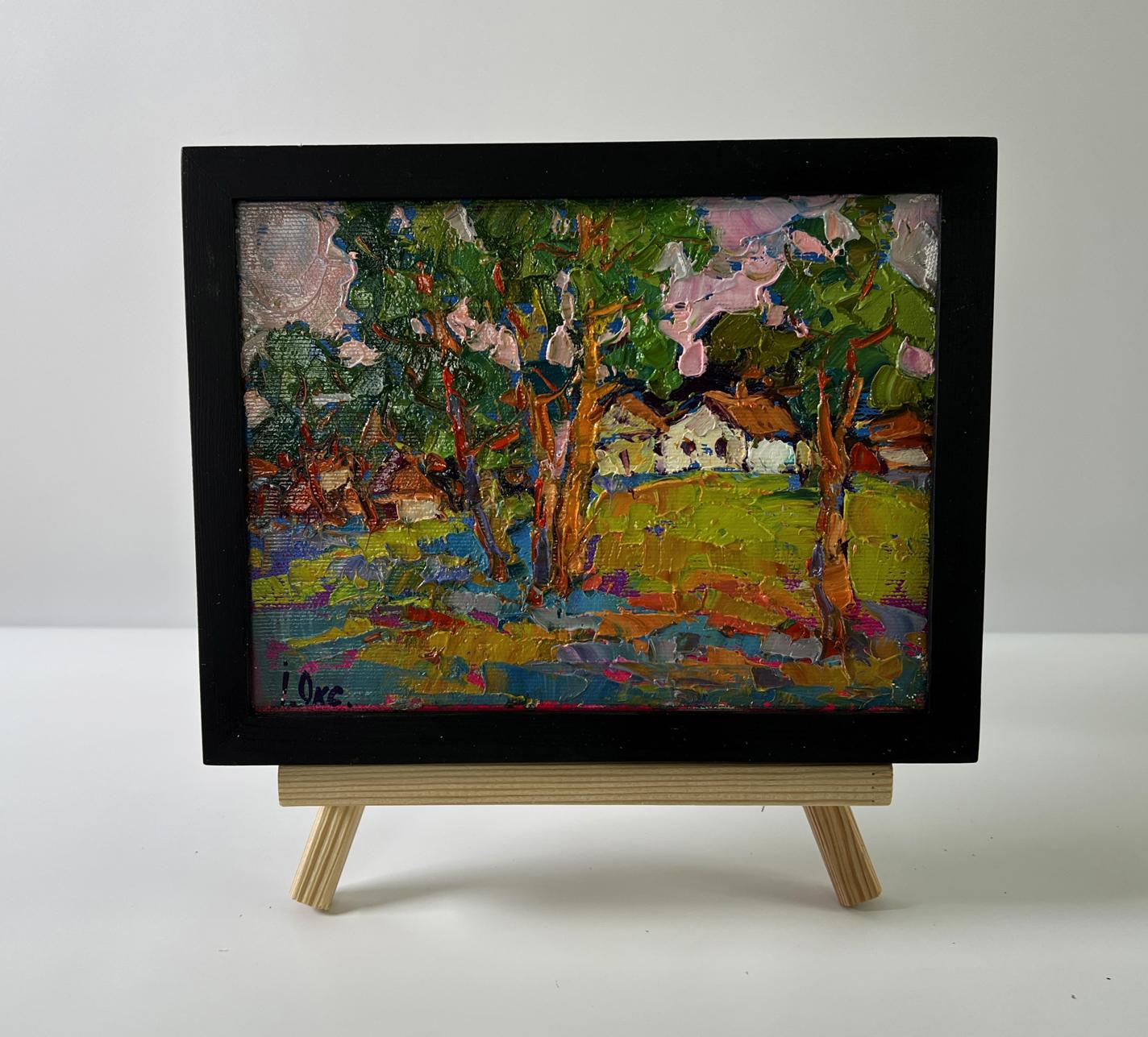 Vibrant impressionist oil painting On the edge of the village by Oksana Ivanyuk