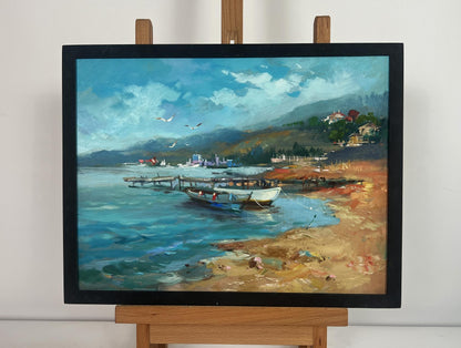 Oil painting Hidden corner by the sea by Yuriy Suprunchuk, coastal scene