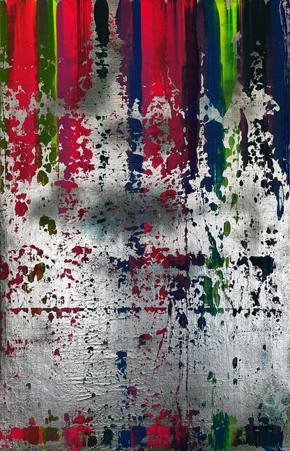 Acrylic painting Colorful waterfall by Olga Melezhik with bold colorful drips