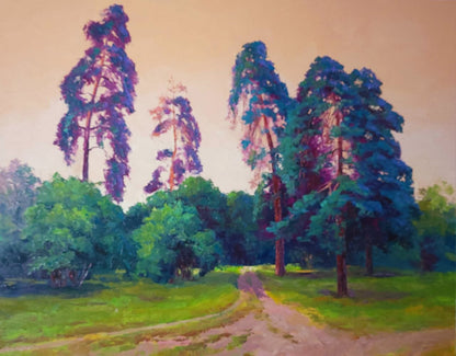 Oil painting Sunset in the forest Boris Serdyuk