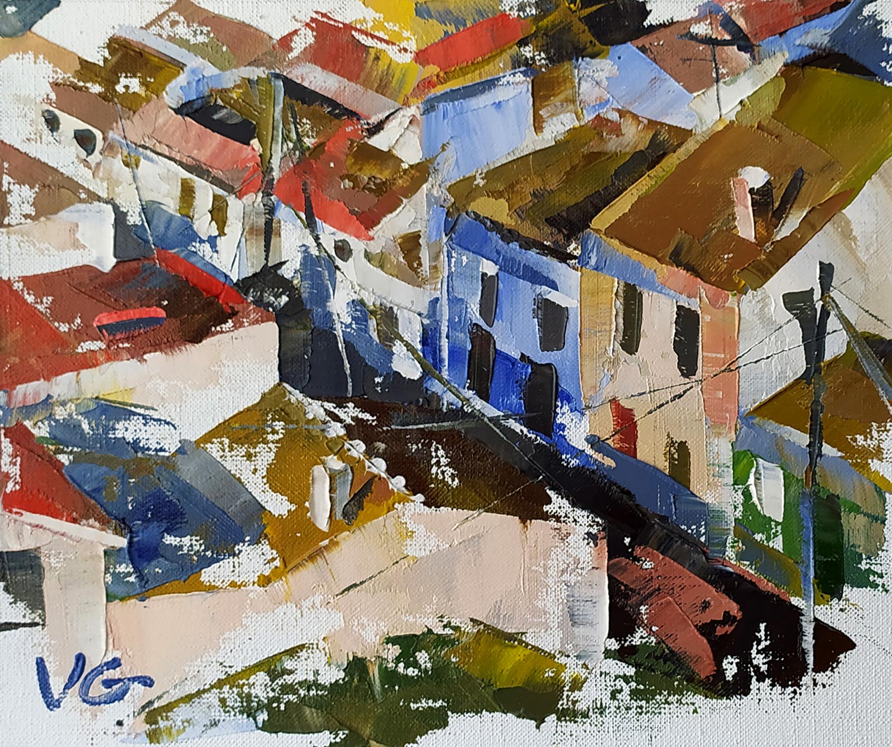 Vibrant oil painting Early morning in the city by Volodymyr Gluhomanyuk