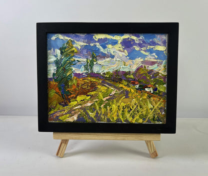 Oil painting Clouds float like fairy tail ships by Oleksiy Ivanyuk in black frame