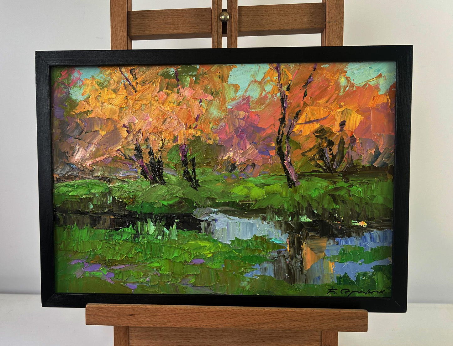 Vibrant impressionist oil painting Quiet autumn in the suns rays by Boris Serdyuk