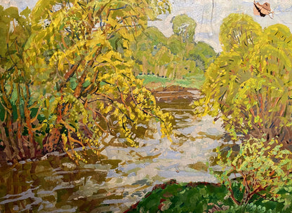 Vibrant impressionist oil painting Above a river by Georgy Kolosovsky