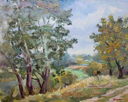 Impressionistic oil painting of Silver poplars by Boris Serdyuk