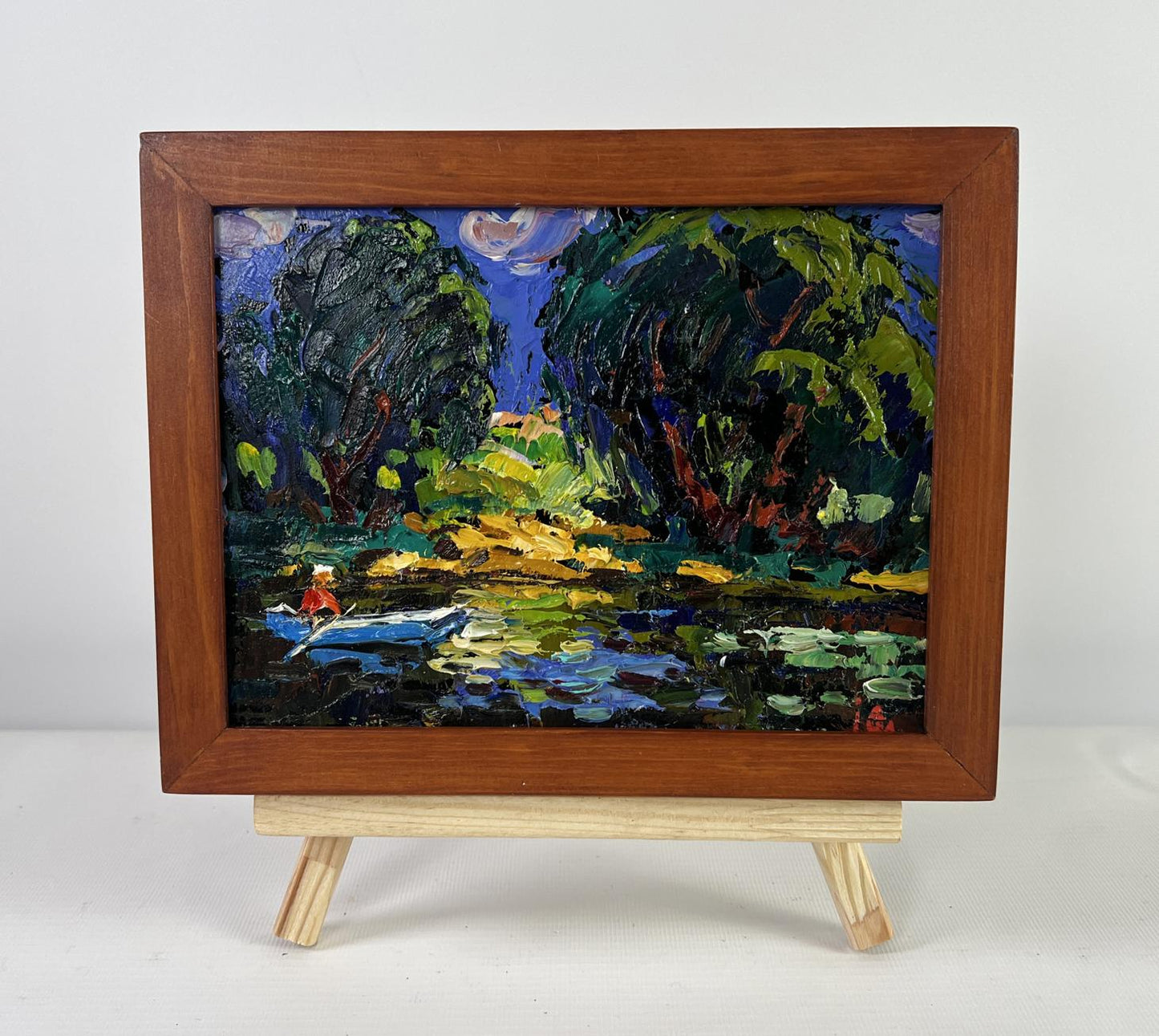 Oil painting Evening colors of the sky by Oleksiy Ivanyuk in rustic frame
