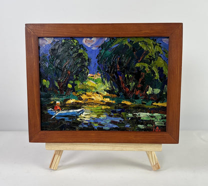 Oil painting Evening colors of the sky by Oleksiy Ivanyuk in rustic frame