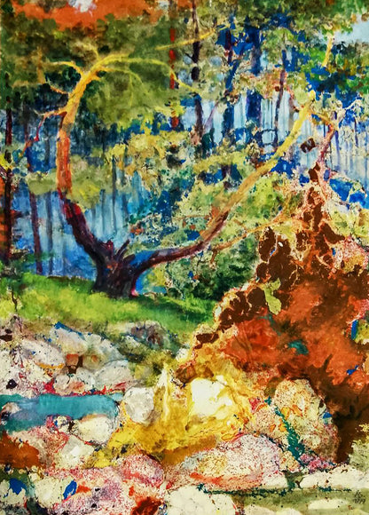 Vibrant watercolor fairy tale forest oil painting by Vitaly Duhnevich