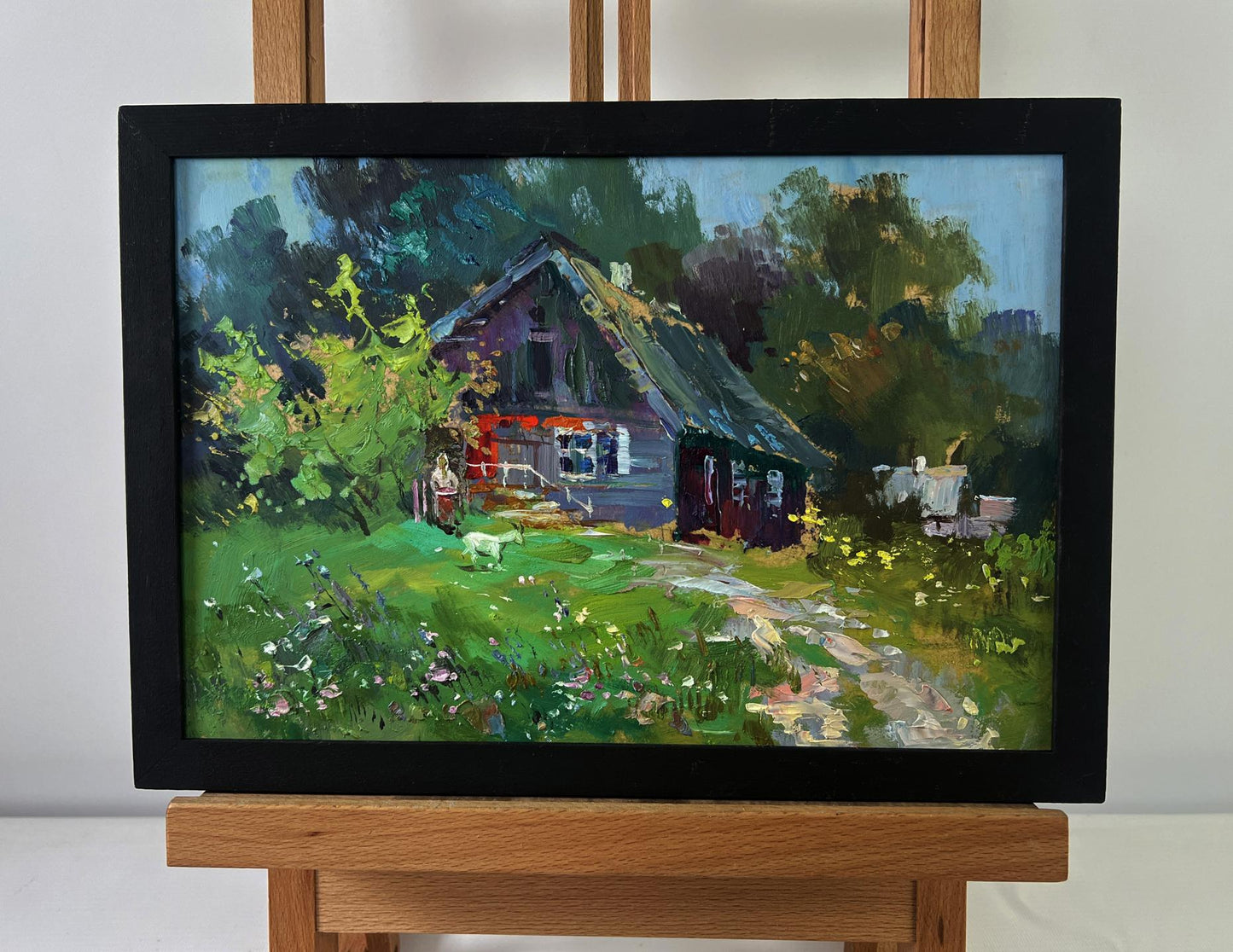 Oil painting Lonely house on the green hill by Yuriy Suprunchuk, framed