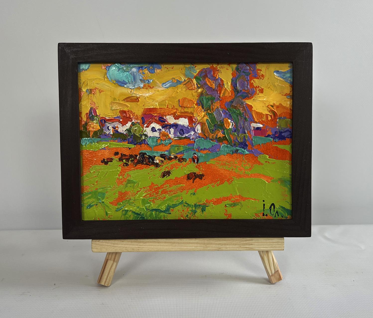 Oil painting In the sunny meadows by Oleksiy Ivanyuk in wooden frame