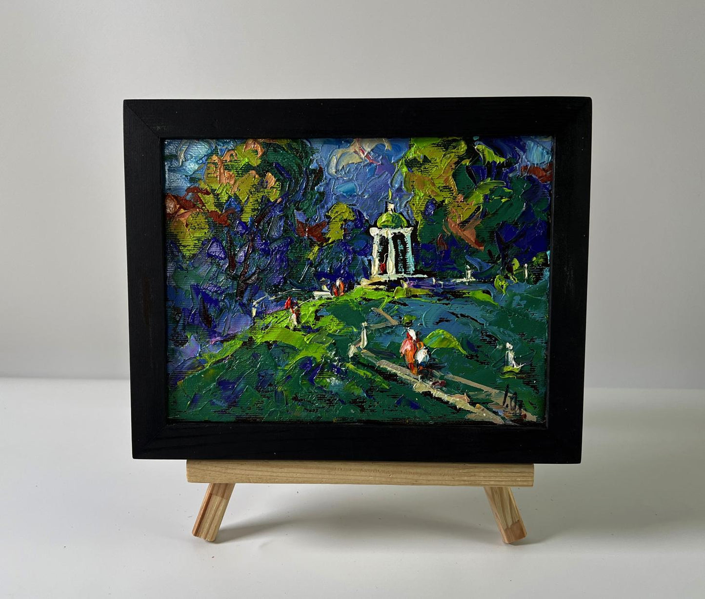 Oleksiy Ivanyuk oil painting of city park gazebo in impressionist style