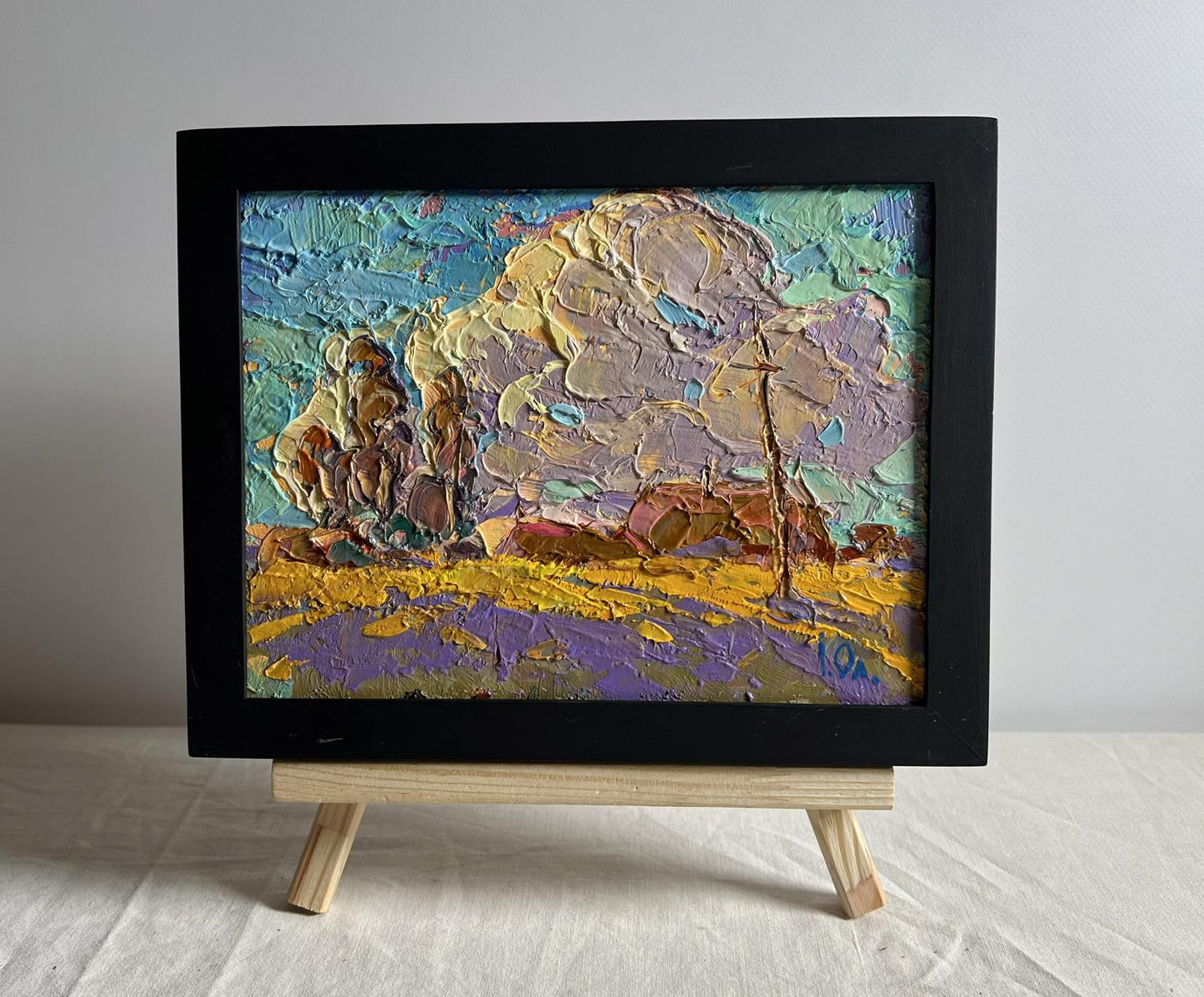 Oil painting Early autumn morning by Oleksiy Ivanyuk in black frame