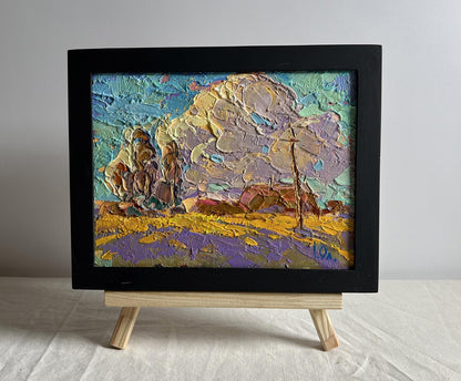 Oil painting Early autumn morning by Oleksiy Ivanyuk in black frame