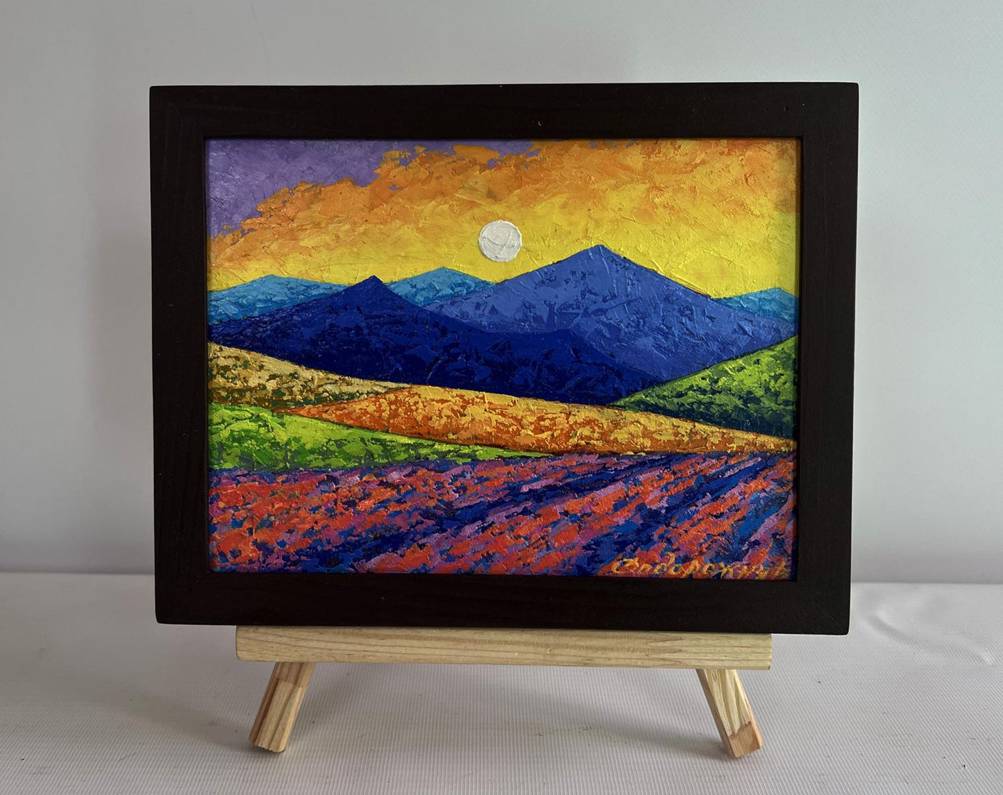 Oil painting Romance in the Mountains V. Zadorozhnya in black frame