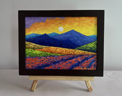 Oil painting Romance in the Mountains V. Zadorozhnya in black frame