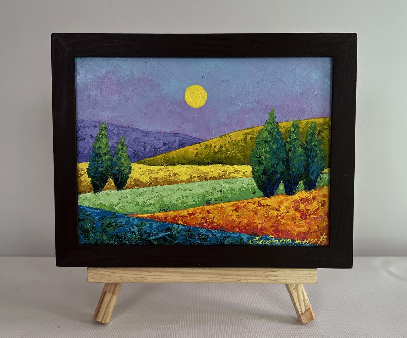 Framed Oil painting Light summer breeze in the field by V. Zadorozhnya